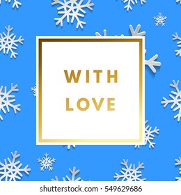 Romantic love creative, printable journaling, wedding day greeting card. Gold minimal logo in frame on abstract background Vintage modern design for banner, poster, flyer, package template.