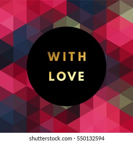 Romantic love creative, printable journaling, wedding day greeting card. Gold minimal logo in frame on abstract background Vintage modern design for banner, poster, flyer, package template.