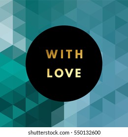 Romantic love creative, printable journaling, wedding day greeting card. Gold minimal logo in frame on abstract background Vintage modern design for banner, poster, flyer, package template.