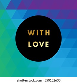 Romantic love creative, printable journaling, wedding day greeting card. Gold minimal logo in frame on abstract background Vintage modern design for banner, poster, flyer, package template.