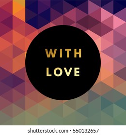 Romantic love creative, printable journaling, wedding day greeting card. Gold minimal logo in frame on abstract background Vintage modern design for banner, poster, flyer, package template.