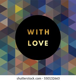 Romantic love creative, printable journaling, wedding day greeting card. Gold minimal logo in frame on abstract background Vintage modern design for banner, poster, flyer, package template.