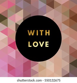 Romantic love creative, printable journaling, wedding day greeting card. Gold minimal logo in frame on abstract background Vintage modern design for banner, poster, flyer, package template.