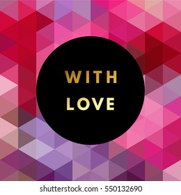 Romantic love creative, printable journaling, wedding day greeting card. Gold minimal logo in frame on abstract background Vintage modern design for banner, poster, flyer, package template.