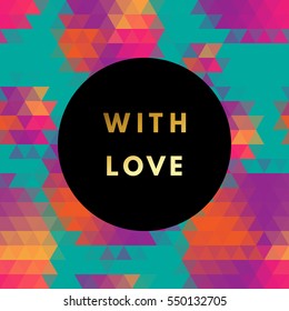 Romantic love creative, printable journaling, wedding day greeting card. Gold minimal logo in frame on abstract background Vintage modern design for banner, poster, flyer, package template.