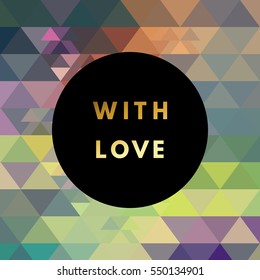 Romantic love creative, printable journaling, wedding day greeting card. Gold minimal logo in frame on abstract background Vintage modern design for banner, poster, flyer, package template.