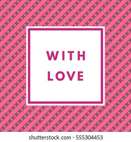 Romantic love creative, printable journaling, Valentine day greeting card. Purple minimal logo in frame on abstract background Vintage modern design for banner, poster, flyer, package template.