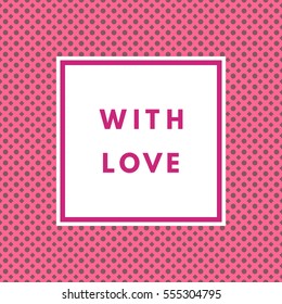 Romantic love creative, printable journaling, Valentine day greeting card. Purple minimal logo in frame on abstract background Vintage modern design for banner, poster, flyer, package template.