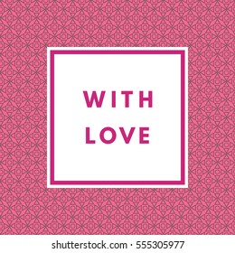 Romantic love creative, printable journaling, Valentine day greeting card. Purple minimal logo in frame on abstract background Vintage modern design for banner, poster, flyer, package template.