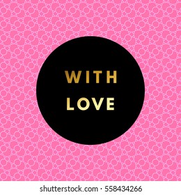 Romantic love creative, printable journaling, Valentine day greeting card. Gold minimal logo in frame on abstract background Vintage modern design for banner, poster, flyer, package template.