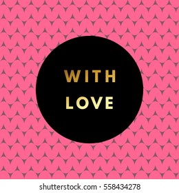Romantic love creative, printable journaling, Valentine day greeting card. Gold minimal logo in frame on abstract background Vintage modern design for banner, poster, flyer, package template.