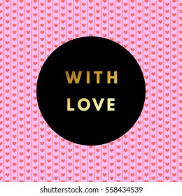 Romantic love creative, printable journaling, Valentine day greeting card. Gold minimal logo in frame on abstract background Vintage modern design for banner, poster, flyer, package template.