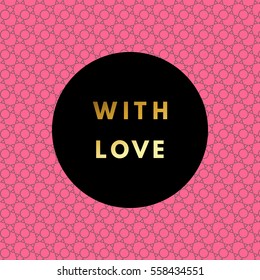 Romantic love creative, printable journaling, Valentine day greeting card. Gold minimal logo in frame on abstract background Vintage modern design for banner, poster, flyer, package template.