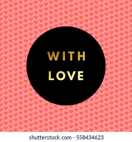 Romantic love creative, printable journaling, Valentine day greeting card. Gold minimal logo in frame on abstract background Vintage modern design for banner, poster, flyer, package template.