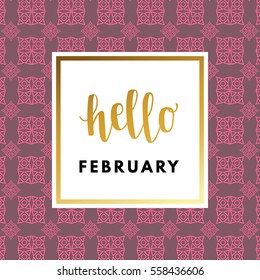 Romantic love creative, printable journaling, Valentine day greeting card. Gold minimal logo in frame on abstract background Vintage modern design for banner, poster, flyer, package template.