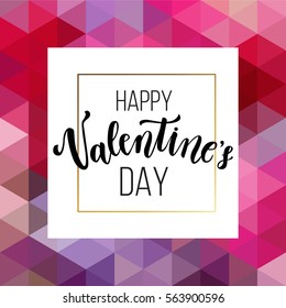 Romantic love, creative printable journaling, Happy Valentine's day greeting card. Gold minimal logo in frame on abstract background. Vintage modern design for banner, poster, flyer, package template.