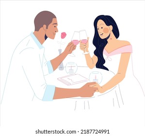 Romantic Love and Dating Illustration Featuring Couples, Heart Symbols, and Intimate Moments