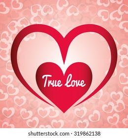 Romantic love design with red hearts, vector illustration eps 10.