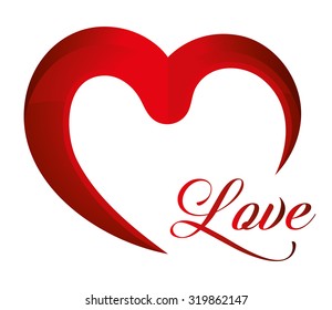 Romantic love design with red hearts, vector illustration eps 10.