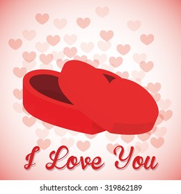 Romantic love design with red hearts, vector illustration eps 10.
