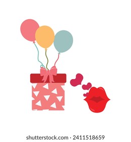 Romantische Liebeselemente. Valentinstag süße Illustrationen. Dekorative Liebeselemente für festliches Design. Valentinsymbol-Vektorgrafik. Verschiedene romantische Objekte