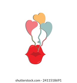 Romantic love elements. Valentine's day cute illustrations. Decorative love elements for festive design. Valentine icon vector. Different romantic objects