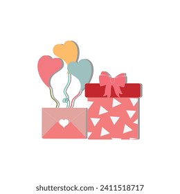 Romantic love elements. Valentine's day cute illustrations. Decorative love elements for festive design. Valentine icon vector. Different romantic objects