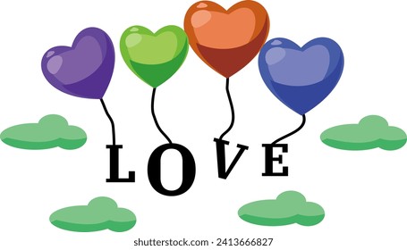 Romantic love elements. Valentine's day cute illustrations. Decorative love elements for festive design. Isolated on white background