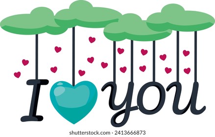 Romantic love elements. Valentine's day cute illustrations. Decorative love elements for festive design. Isolated on white background