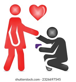 romantic love engagement valentine day couple  3d vector valentine icon.