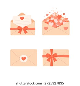 Romantische Liebe Umschlag Illustration Set