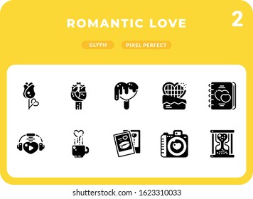 Romantic Love Flat  Icons Pack for UI. Pixel perfect thin line vector icon set for web design and website application.
