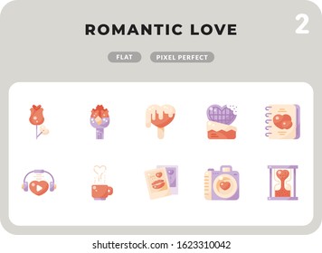 Romantic Love Glyph Icons Pack for UI. Pixel perfect thin line vector icon set for web design and website application.