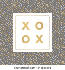 Romantic love gold minimal logo in frame on abstract background. Vintage modern label. Retro package template. Trend layout, art print. Valentine day greeting card