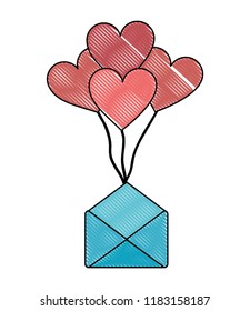 romantic love heart balloons mail communication