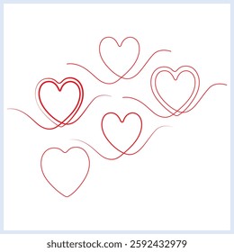 Romantic Love Heart Line Art Vector Illustration
