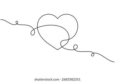 Forma romântica do coração do amor contínuo um desenho de linha minimalista abstrato vetor ilustração