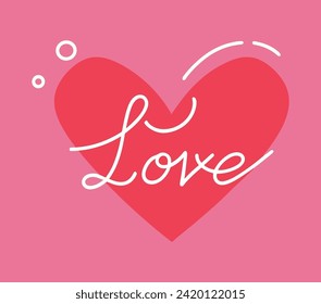 Romantic love heart vector illustration. Love heart illustration symbol icon. Valentine day template element for greeting card, invitation, t-shirt design