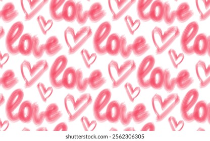 Romantic "love" and hearts pattern on a light background. Use for unique designs for holidays and special occasions