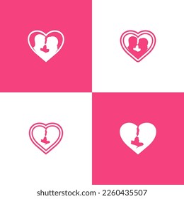 Romantic love icon. Heart shape design, silhouette of two lovers. vectors