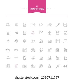 Romantic and love icons set. Vector illustration