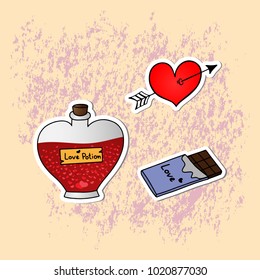 Romantic love icons for Valentine's Day. Valentine's day elements icon. Vector illustration. EPS 10.