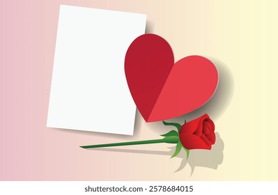 Romantic love latter red rose and colorful background with vector design