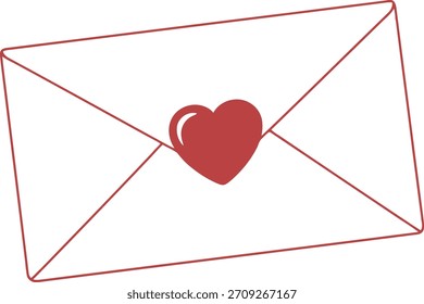 Sobre romántico de la carta de amor con la ilustración roja del sello del corazón