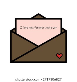 Plantillas de diseño de Vector de icono de carta de amor romántico simple y moderno