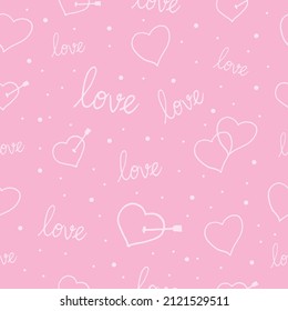 Romantic Love Lettering: Explore this stock vector featuring hand-drawn love lettering with a heart illustration on a charming pink background. Perfect for adding a romantic touch to your designs