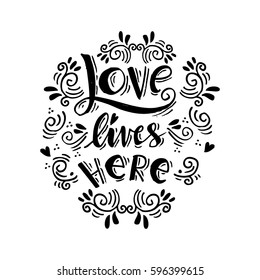 Romantic love lettering typography