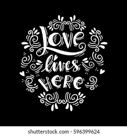 Romantic love lettering typography