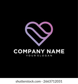 Imagen romántica del Vector de la línea del amor, logotipo del corazón, símbolo. Logotipo de la cinta del día de San Valentín. Línea Abstractas de diseño de logotipo de salud médica.