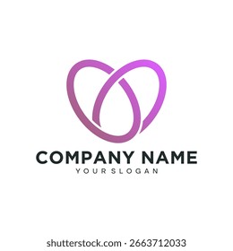 Romantic love line vector image, heart logo, symbol. Valentine's Day ribbon logo. Abstract line medical health logo icon design.